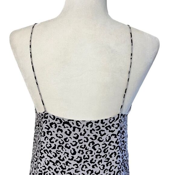 TIBI Gray & Lavender & Black Leopard Print Small Spaghetti Strap Silk Mini Dress - Picture 9 of 12